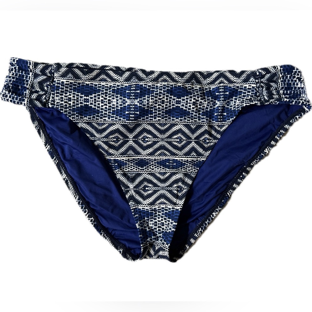 La Blanca Swim Shirred Hipster Bikini Bottom Indigo Print Size 14